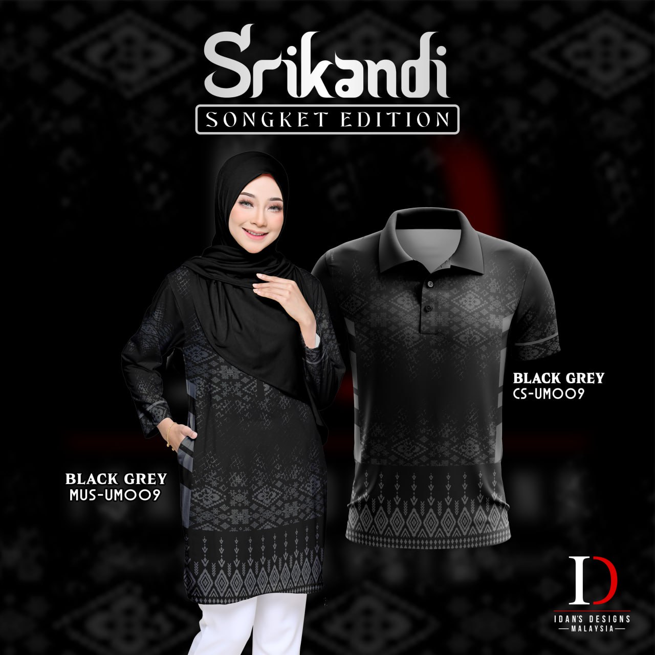 SONGKET SRIKANDI BLACK GREY - UM009