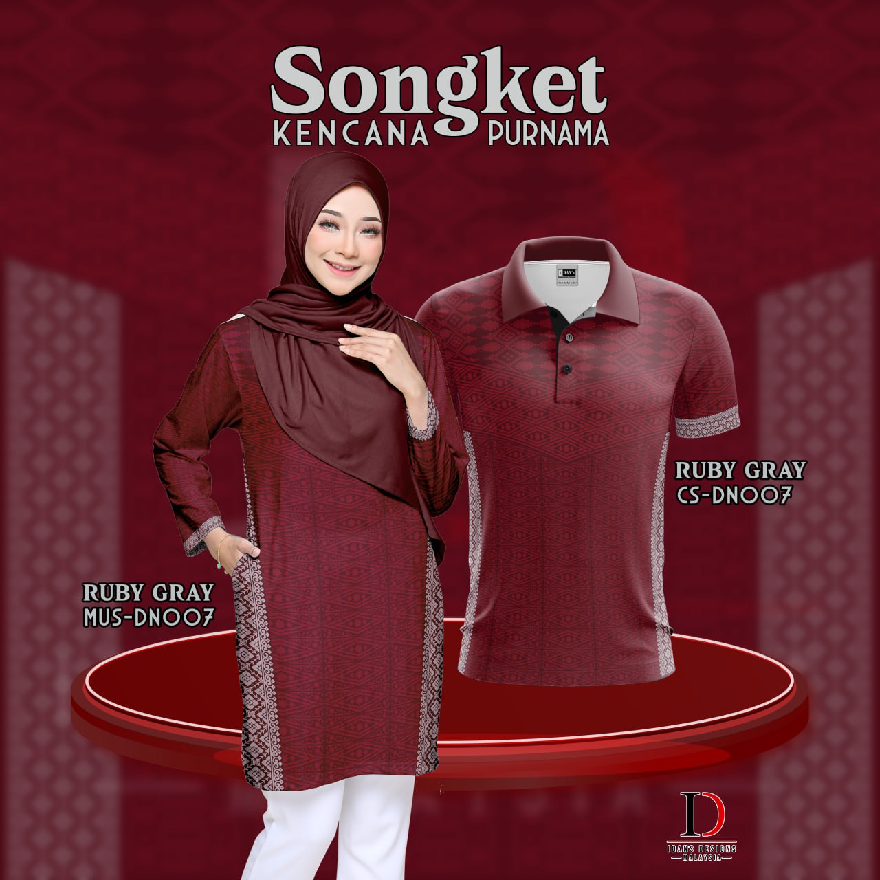 SONGKET KENCANA PURNAMA RUBY GREY - DN007