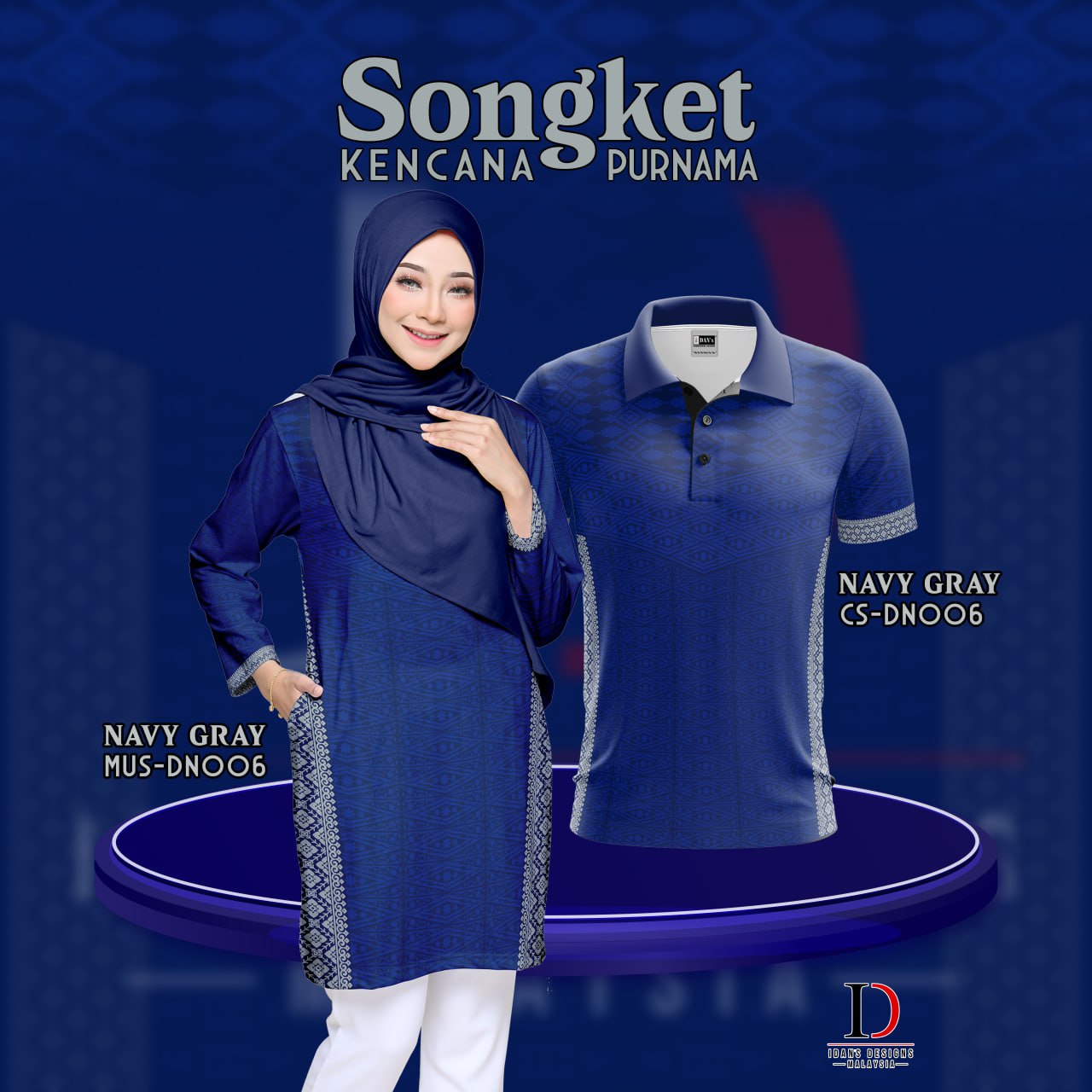 SONGKET KENCANA PURNAMA NAVY GREY - DN006