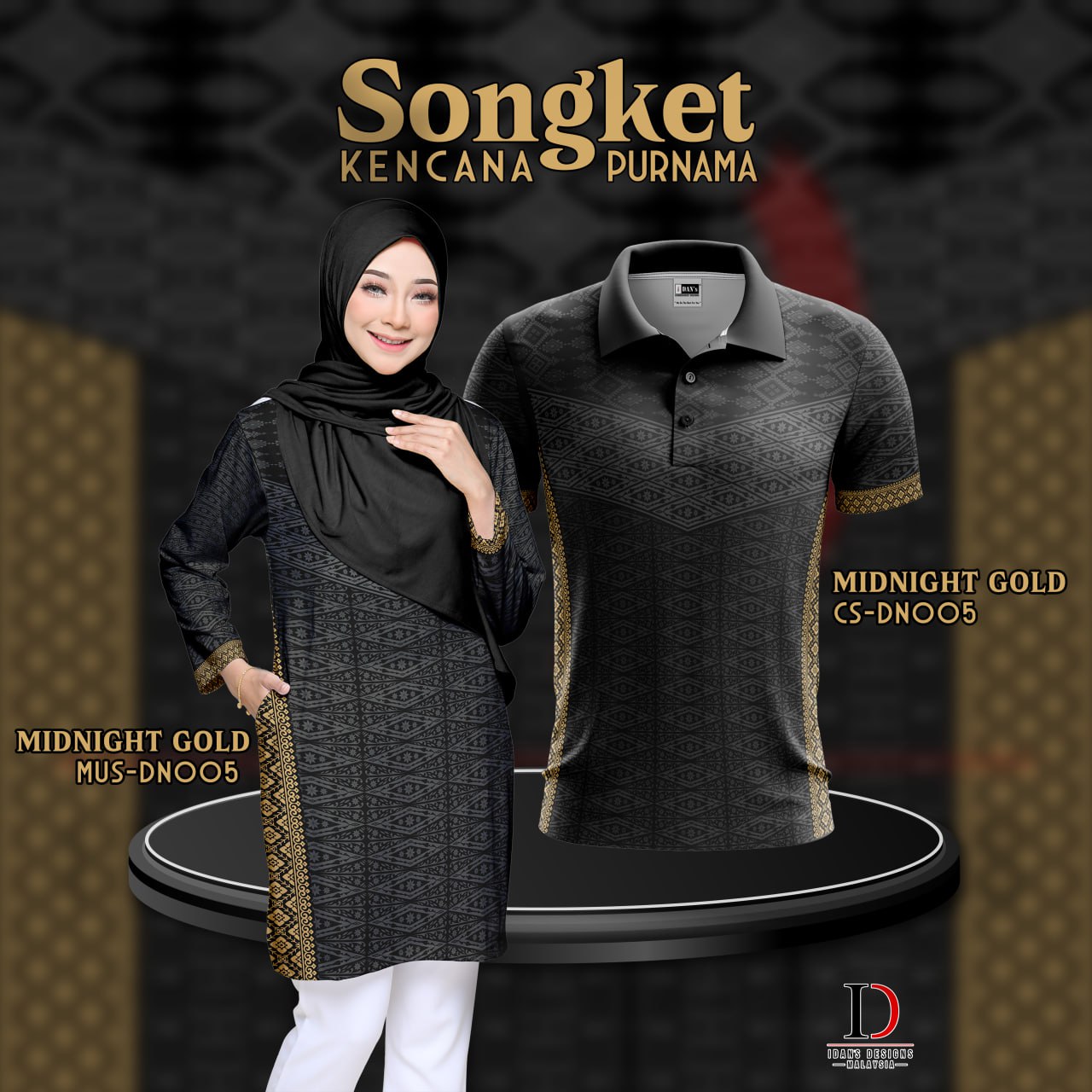 SONGKET KENCANA PURNAMA MIDNIGHT GOLD - DN005