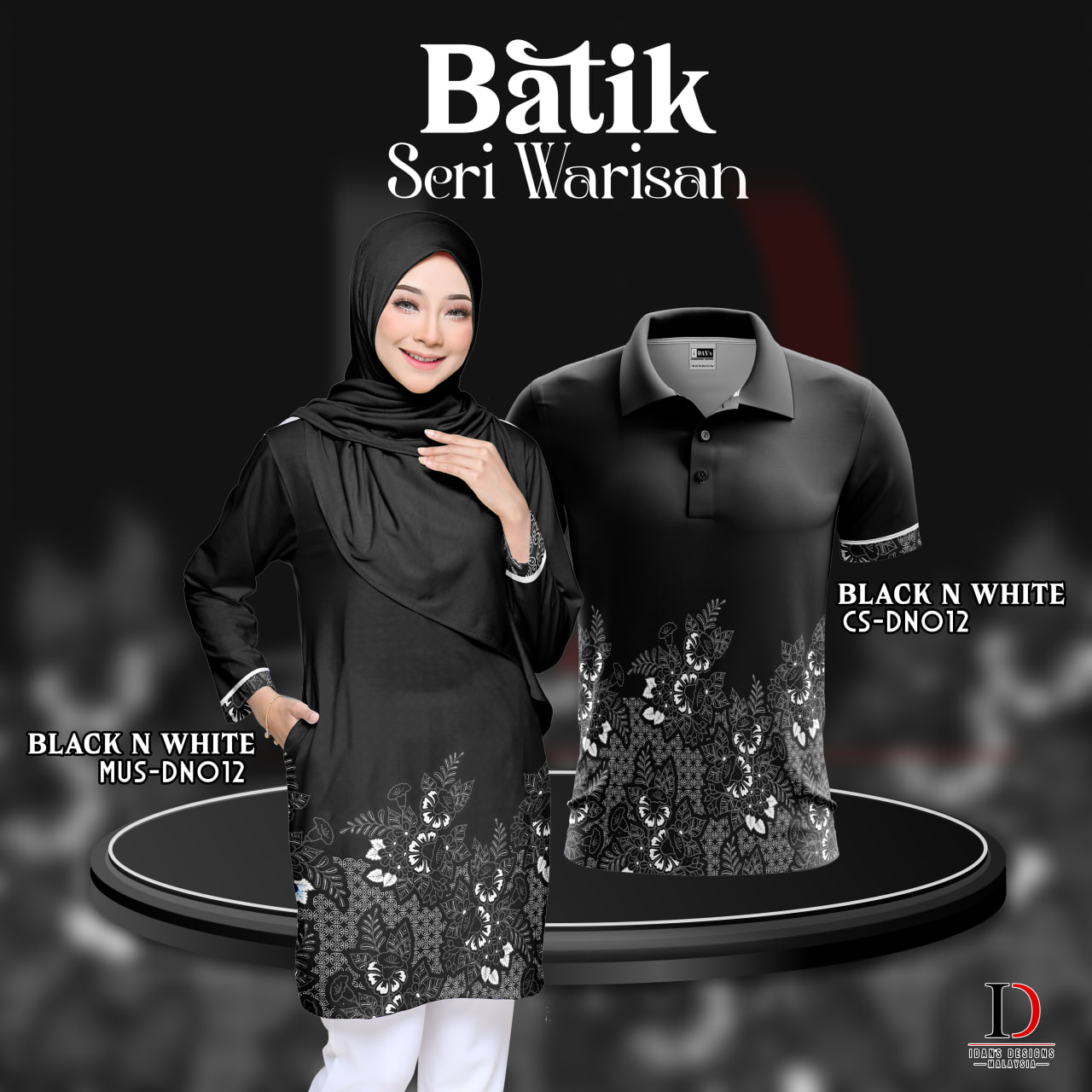 BATIK SERI WARISAN BLACK N WHITE - DN012