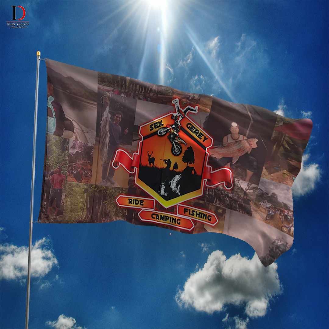 SQUARE FLAG - SEK GEREY RIDE FISHING CAMPING