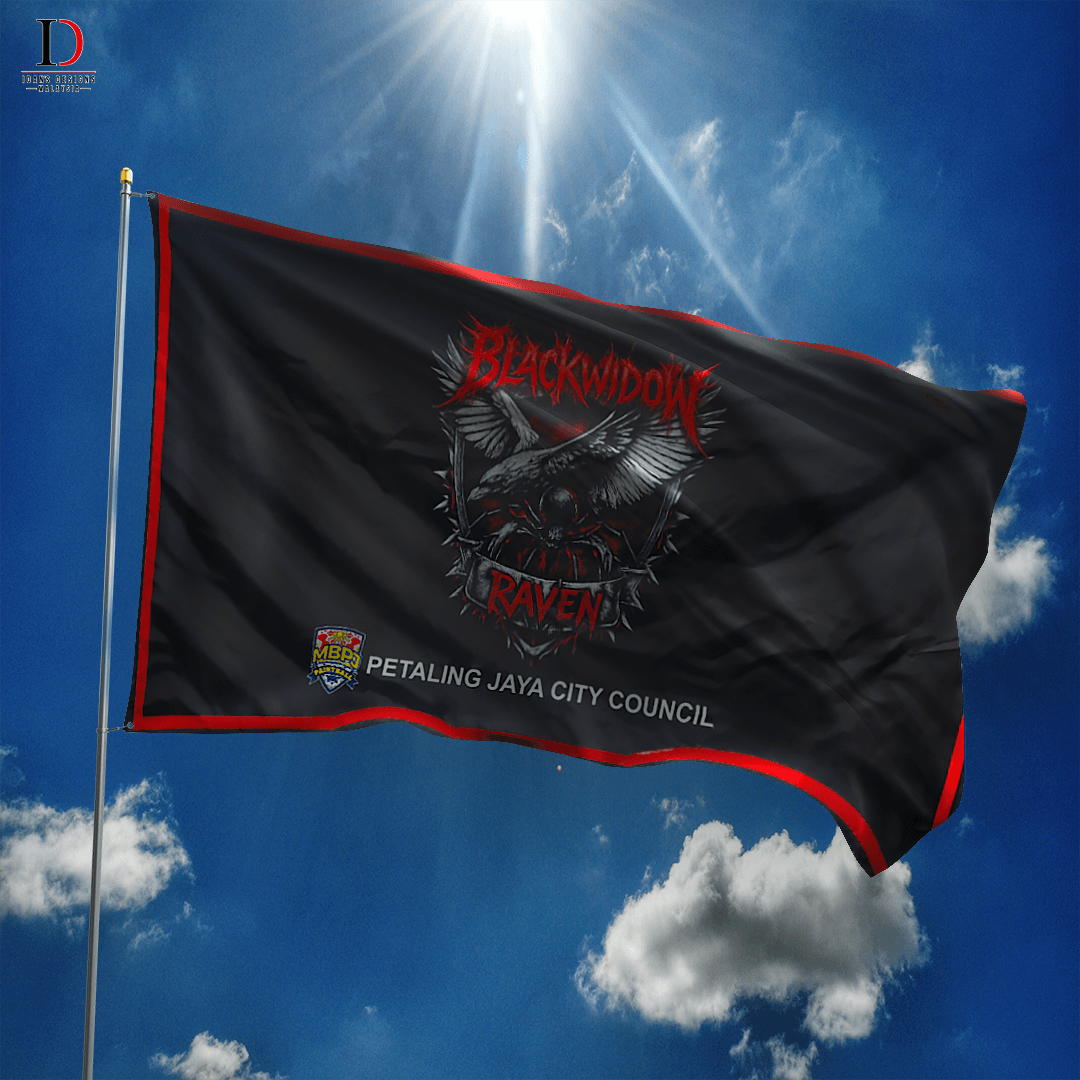 SQUARE FLAG - BLACK DOWN RAVEN