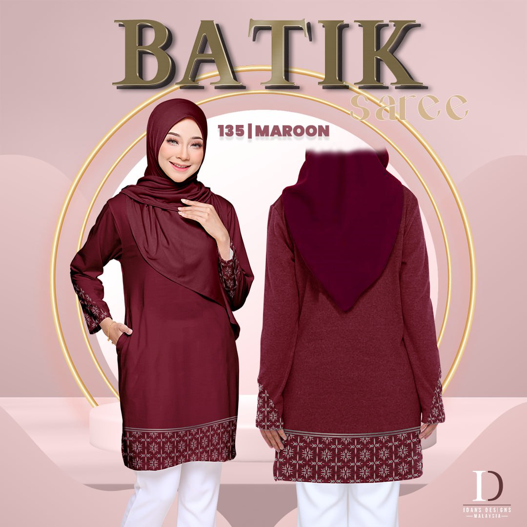 BATIK SAREE MAROON - 135 MUSLIMAH