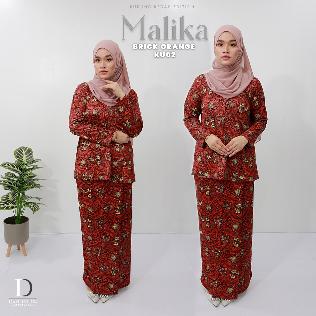 KURUNG KEDAH MALIKA UK02 - BRICK ORANGE