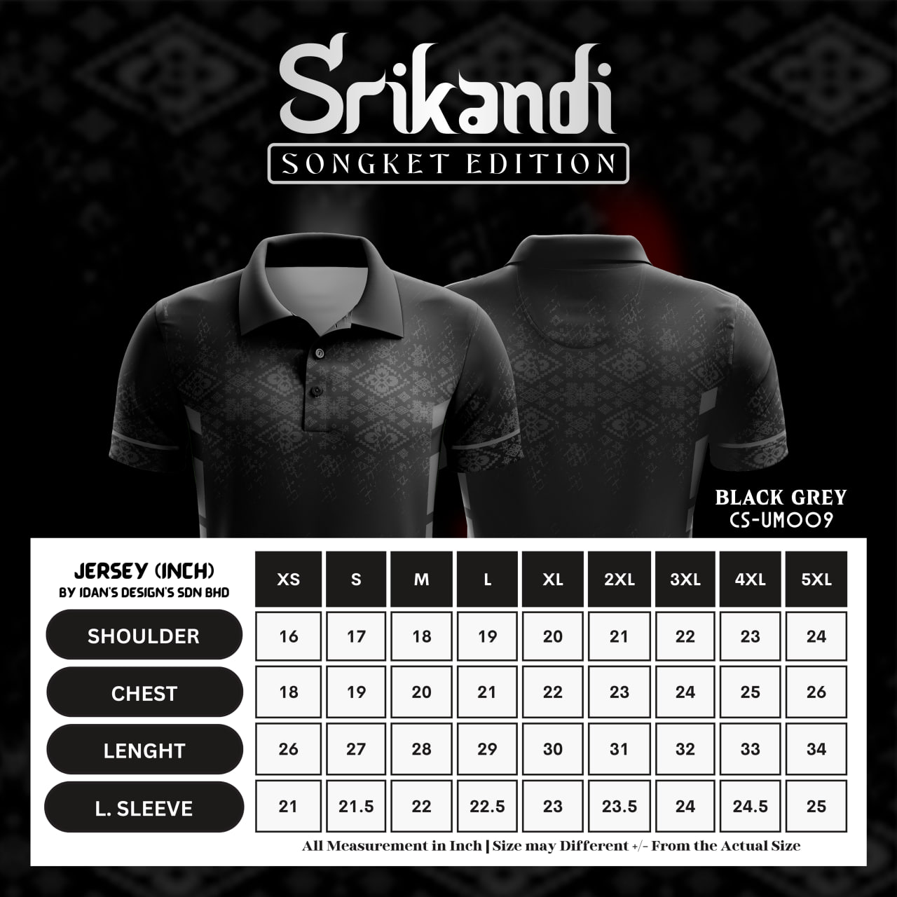 SONGKET SRIKANDI BLACK GREY - UM009